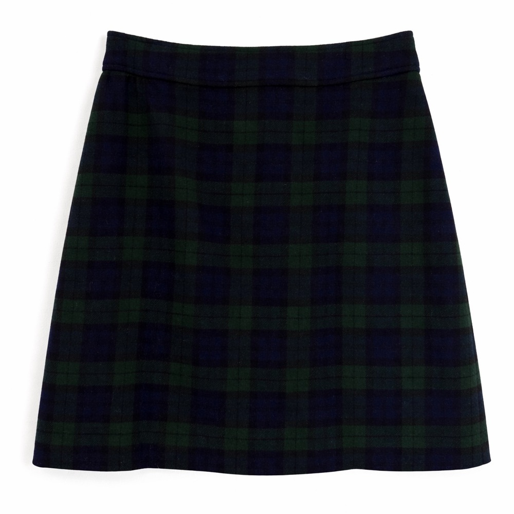 J.Crew Black Watch Plaid Wool Blend Skirt Size 4 Academia Blair Waldorf Preppy